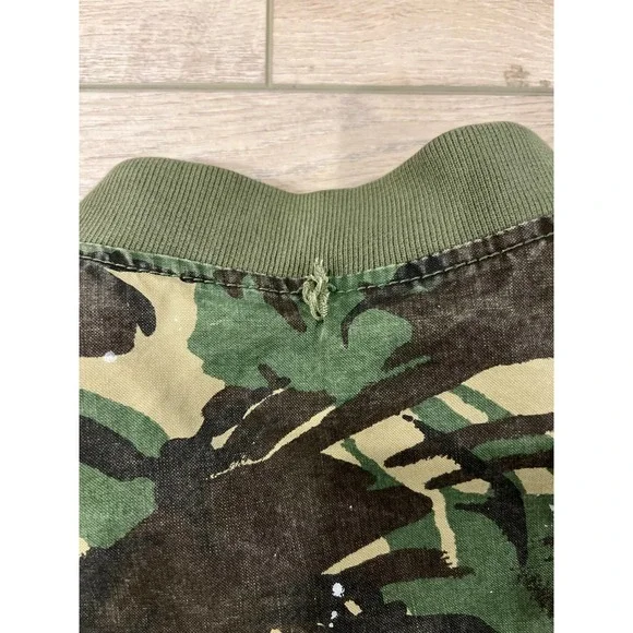 Superdry Camouflage Bomber Jacket Green Men's Size M Rib Knit Long Sleeve Zip Up
